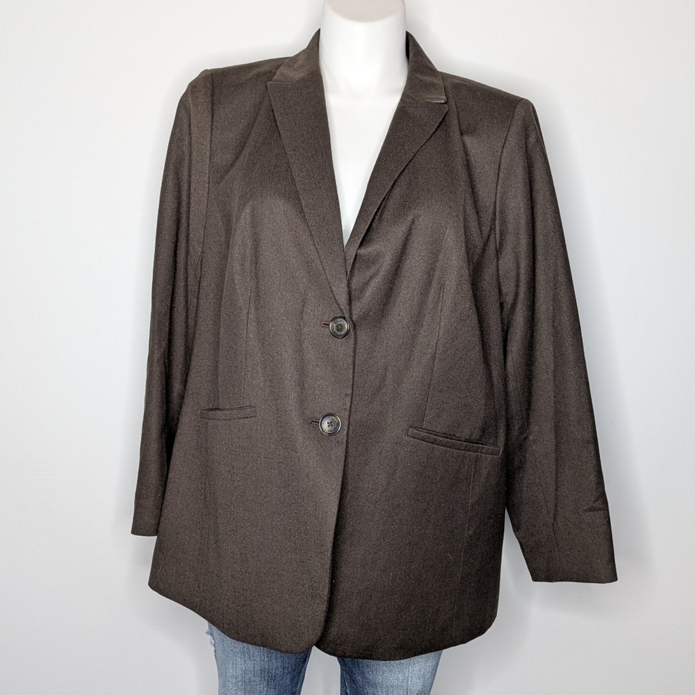 Talbots Brown Lightweight Wool Blend Professional Career Button Up Jacket 16W